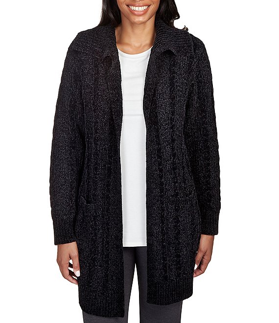 Ruby Rd. Chenille Wing Collar Open-Front Cardigan | Dillard's