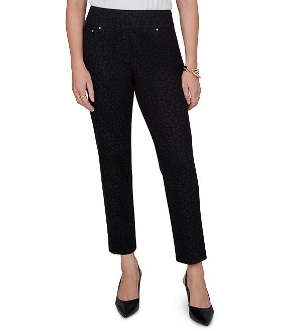 Ruby Rd. Denim Leopard Tonal Print Pull-On Ankle Pants