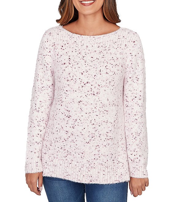Ruby Rd. Eyelash Yarn Speckled Crew Neck Long Sleeve Sweater