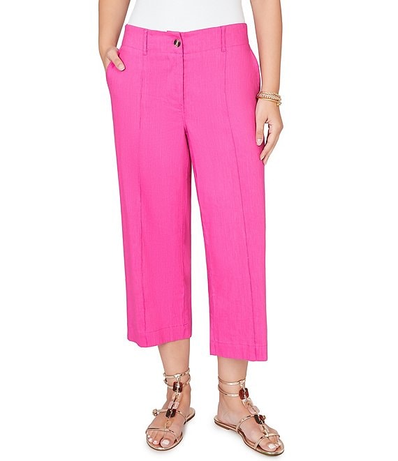 Ruby Rd. Linen Blend Pintuck Wide Leg Crop Pants