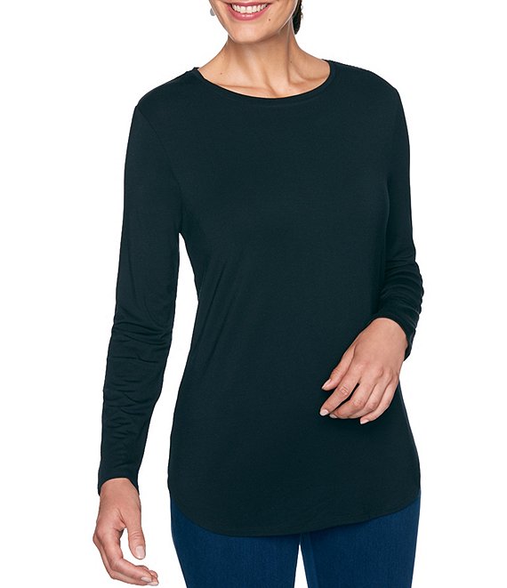 Ruby Rd. Petite Size Knit Jersey Round Neck Long Sleeve Top | Dillard's