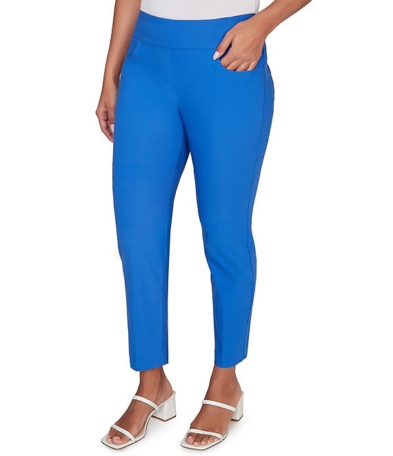 Ruby Rd. Petite Size Silk Tech Straight Leg Pull-On Ankle Pants