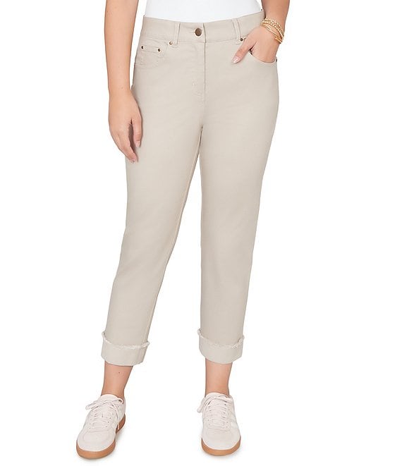 Ruby Rd. Petite Size Soft Stretch Twill Cuffed Hem Girlfriend Pants