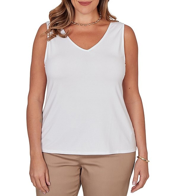 Ruby Rd. Plus Size Jersey Knit Reversible Neck Sleeveless Tank