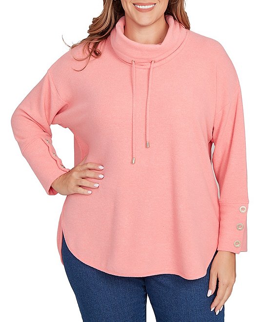 Ruby Rd. Plus Size Knit Cowl Neck Long Sleeve Cozy Top