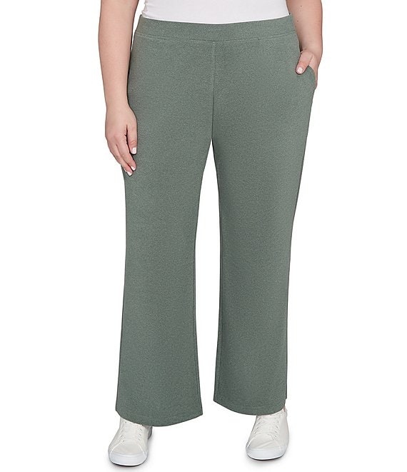 Ruby Rd. Plus Size Luxe Ribbed Wide-Leg Pull-On Coordinating Pants