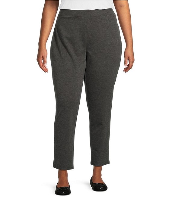 Color:Charcoal Heather - Image 1 - Plus Size Ponte Pull-On Leggings