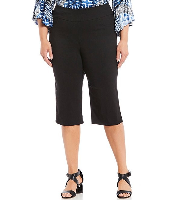 NYDJ Plus Size Joni High-Rise Relaxed Capris in Black | Zappos.com