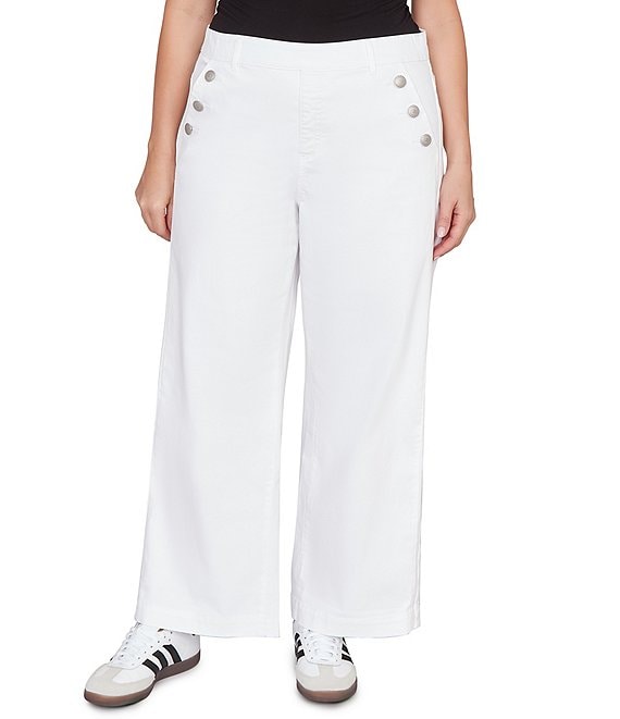 Ruby Rd. Plus Size Soft Stretch Denim Pull-On Wide Leg Jeans