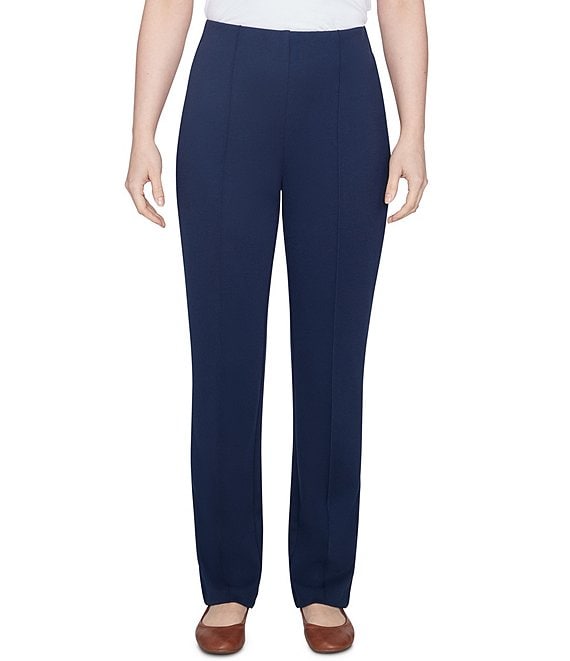 Ruby Rd. Ponte Knit Pintuck Straight Leg Pull-On Pants