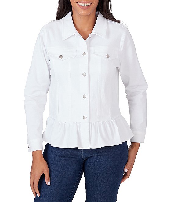 Orvis Women's OFF WHITE Denim Style Long Jean Jacket size Small cotton  stretch | eBay