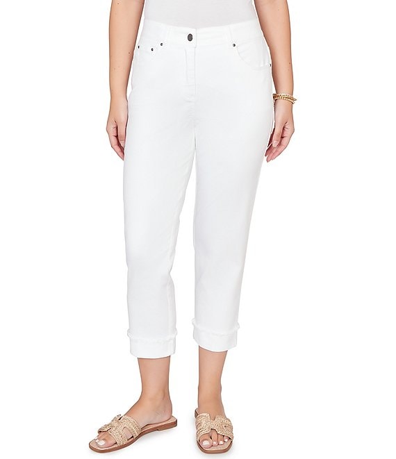 Ruby Rd. Soft Stretch Twill Cuffed Hem Girlfriend Pants | Dillard's