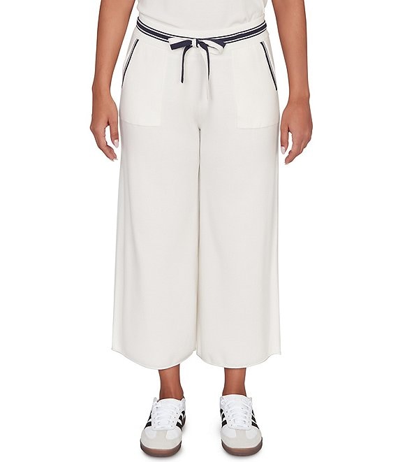Ruby Rd. Wide Leg Contrast Striped Trim Pull-On Sweater Pants