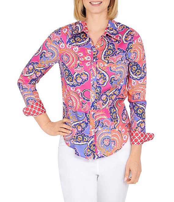 Ruby Rd. Paisley Print Wrinkle Resistant Point Collar Long Sleeve ...