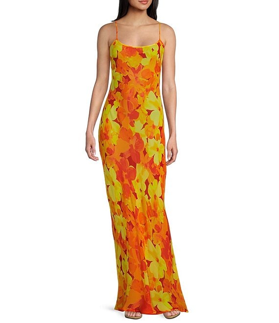 Rumored Vintage Slip Maxi Dress, Orange - Image 1