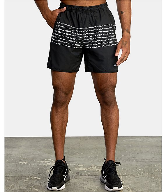 Color:Black/White - Image 1 - Yogger Performance Stretch 17#double; Outseam Print Walk Shorts