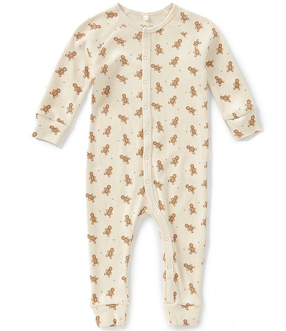 Rylee + Cru Baby Boys Organic Long John Gingerbread Romper