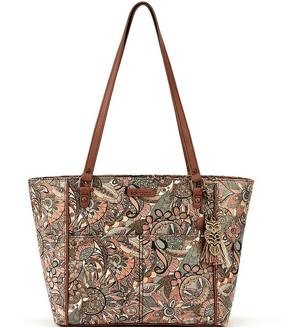 Color:Sienna Spirit Desert - Image 1 - Artist Circle Metro Floral Coated Canvas Tote Bag