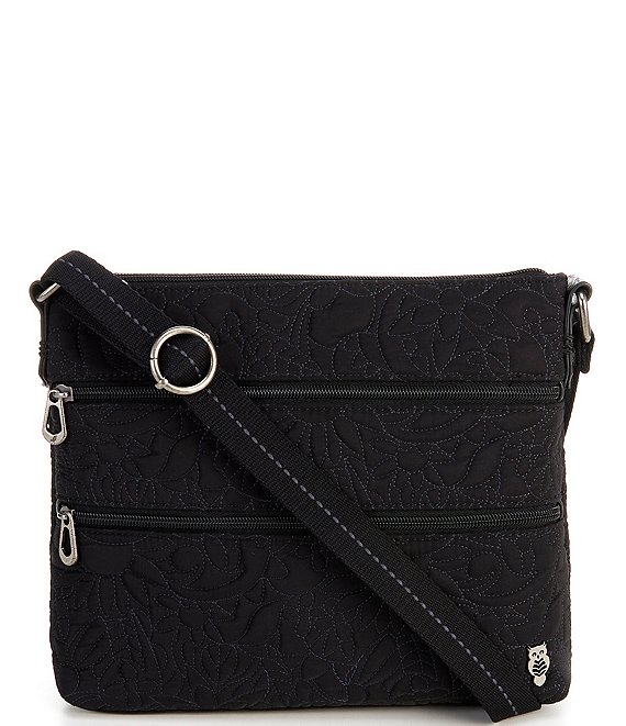 Quilted Circle Bag Double Handle Black Zipper
