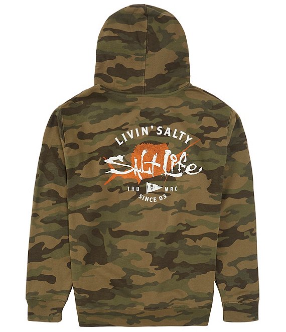 Salt Life Camouflage Salty Sailin Long Sleeve Fleece Hoodie