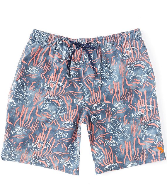 Color:Navy - Image 1 - Coral Life 18#double; Outseam Volley Shorts