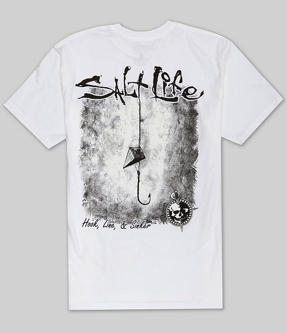 Salt Life Mens Hook Line and Sinker T-Shirt White Large