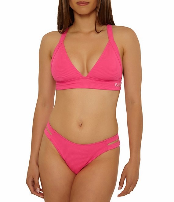 Salt Life Shoreline Ribbed Triangle Swim Top & Ribbed Cut-Out Tabs Hipster Swim Bottom
