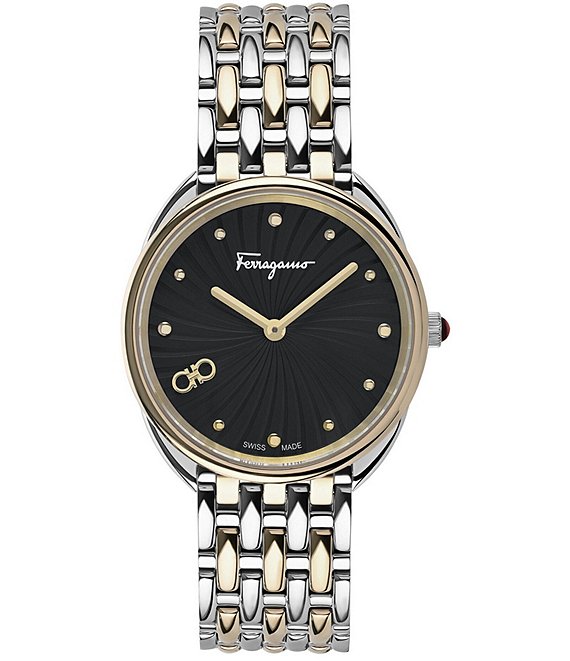 Color:Two Tone - Image 1 - Womens Cuir Quartz Analog Two Tone Stainless Steel Bracelet Watch