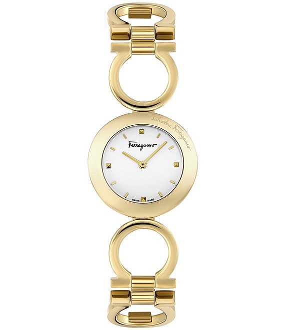 Color:Gold - Image 1 - Women's Gancini Two Hand Quartz Gold Stainless Steel Bracelet Watch
