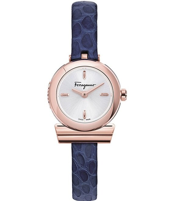 Color:Blue - Image 1 - Women's Gancino Quartz Analog Blue Leather Strap Watch
