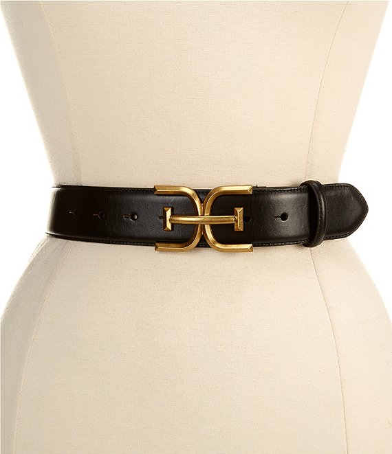 Sam Edelman 1.5#double; EE Leather Logo Belt