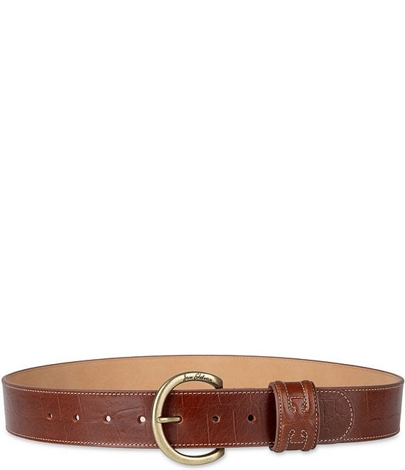 Sam Edelman 40mm Oval Crocodile Embossed Wide Leather Belt