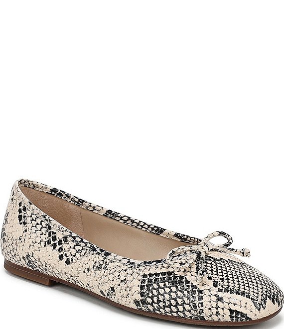 Sam Edelman Alie Snake Print Leather Bow Ballet Flats