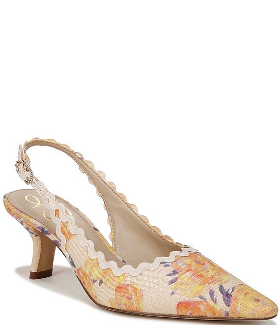 French Floral Leather Heels