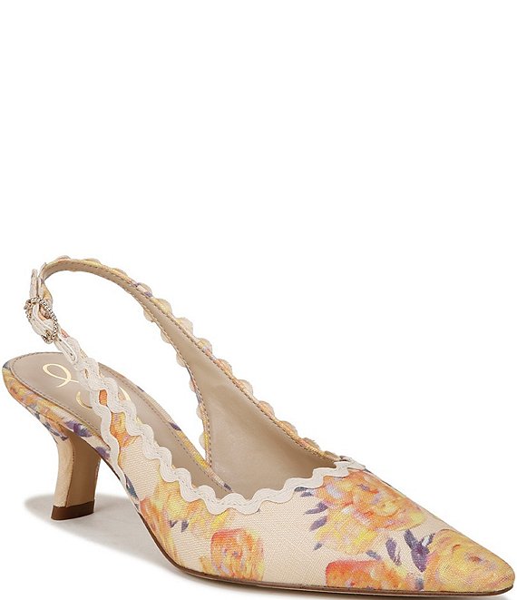 Sam Edelman Bianka Slingback Floral Print Rick Rack Trim Pointed Toe Pumps Dillard s