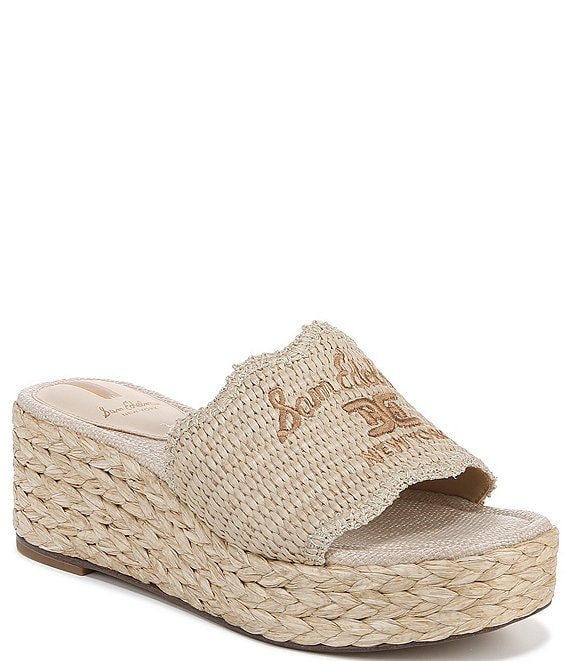 Sam Edelman Camila Raffia Logo Detail Platform Wedge Espadrille Slide Sandals Dillard s