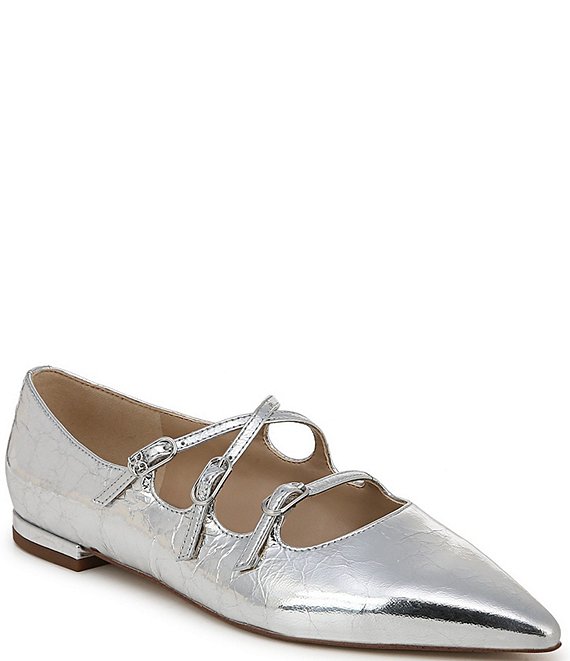 Sam Edelman Cass Leather Crisscross Buckle Point Toe Ballerina Flats ...