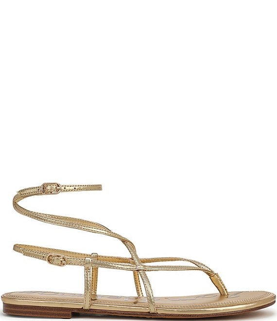 Sam Edelman Clarra Metallic Leather Strappy Flat Sandals | Dillard's