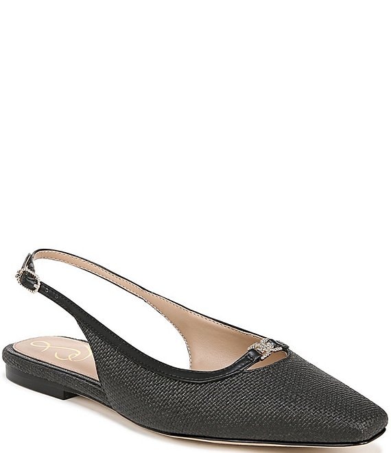 Sam Edelman Cleo Slingback Basket Weave Raffia Snip-Toe Flats | Dillard's