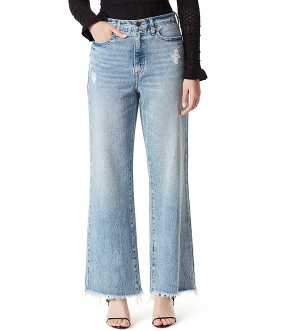 Sam Edelman Codie Mid Rise Wide Leg Frayed Hem Jeans | Dillard's
