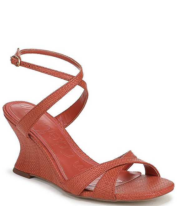 Sam Edelman Davi Raffia Ankle Wrap Wedge Dress Sandals