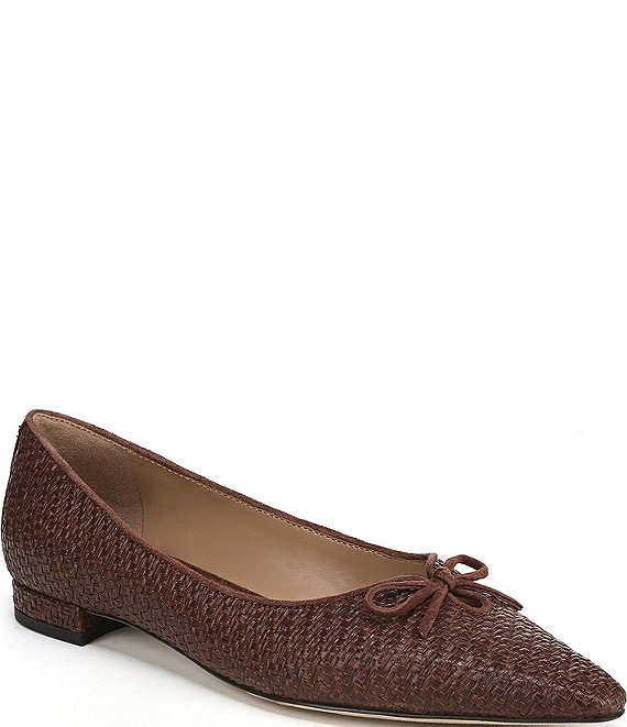 Sam Edelman Esmira Raffia and Suede Bow Detail Ballet Flats