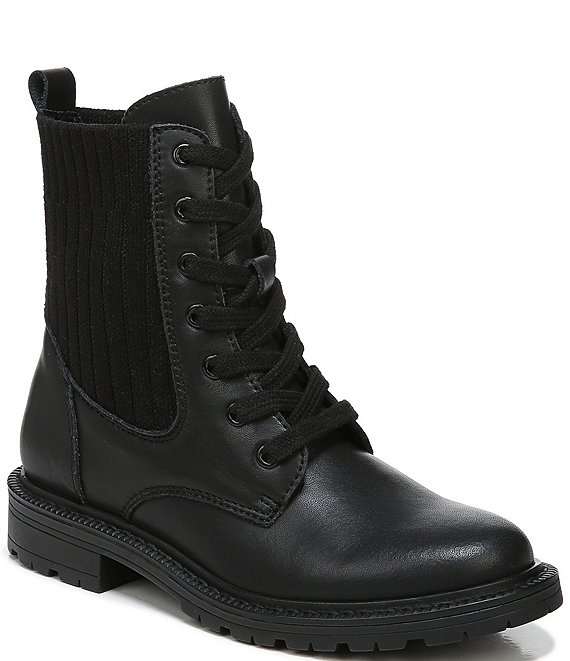 FABRIC LUG SOLE ANKLE BOOTS - Black