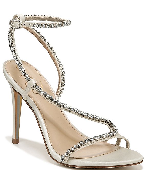 Sam Edelman Granger Satin Ankle Strap Crystal Detailing Dress Sandals ...