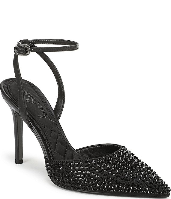 Sam Edelman Hana Rhinestone Embellished Pointed Toe Ankle Strap Dress Pumps