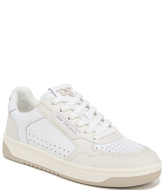 Sam Edelman Harper Leather and Fabric Low-Top Lace-Up Skater Sneakers ...