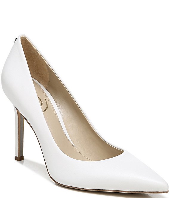 Color:Bright White - Image 1 - Hazel Leather Pointed Toe Pumps