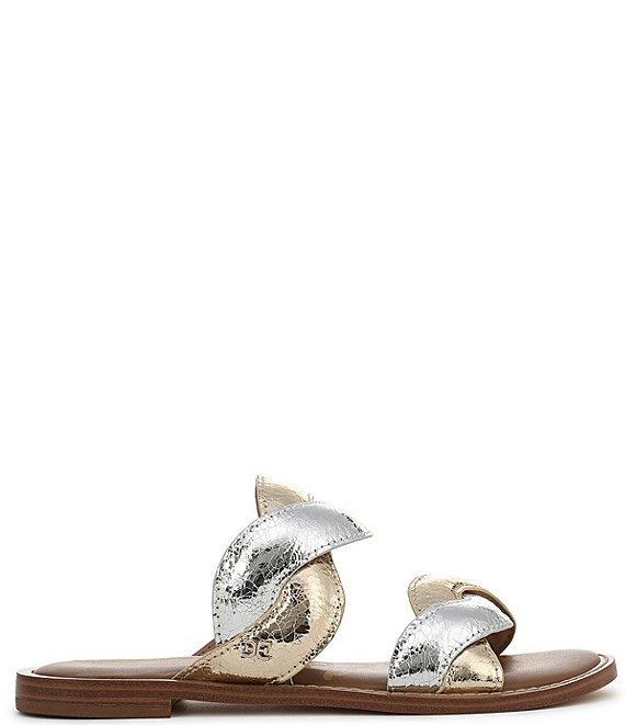Sam Edelman Hellen Metallic Crackle Twist Double Banded Slide