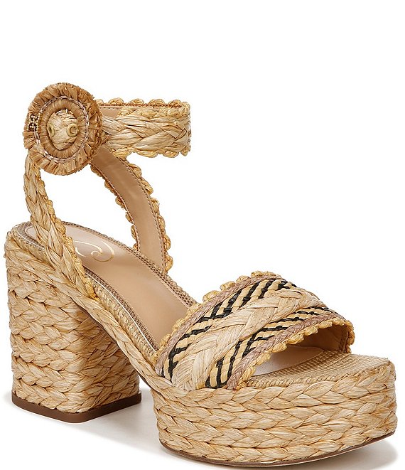 Sam Edelman Iliana Raffia Woven Ankle Strap Platform Sandals | Dillard's