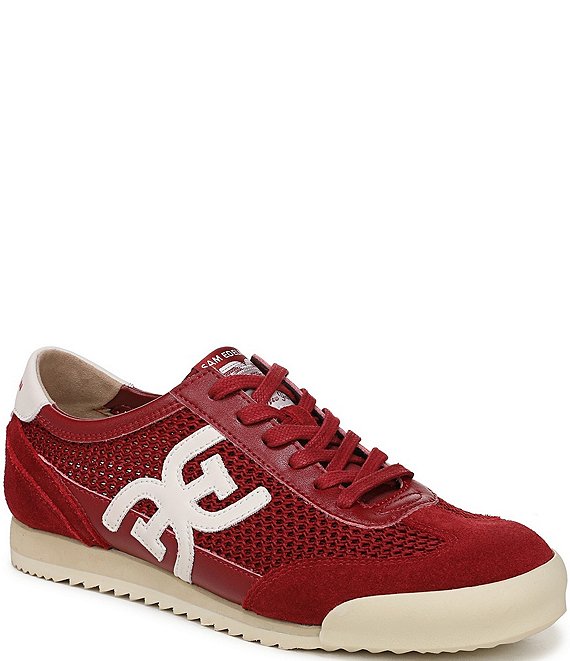 Sam Edelman Ivey Mesh and Suede Double-E Logo Lace Up Sneakers